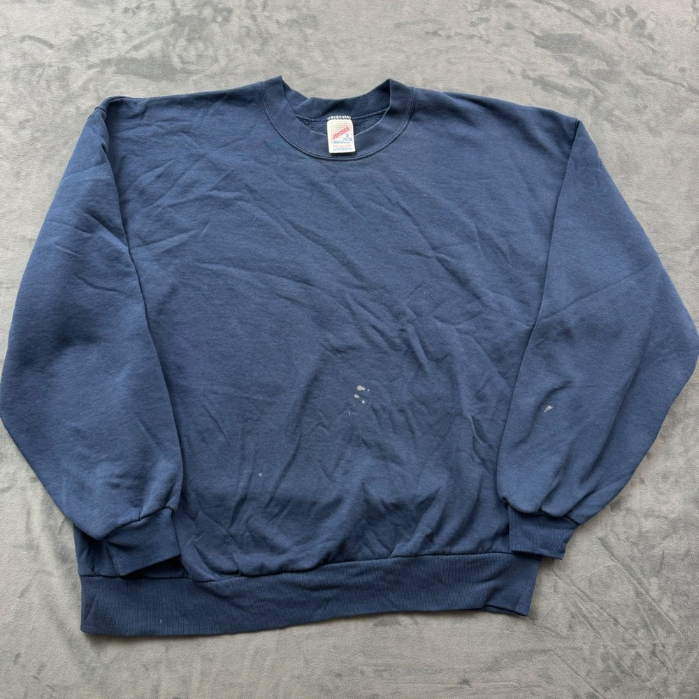 Vintage Jerzees Navy Blue Crewneck Sweatshirt Made in USA 2XL 90s Blank